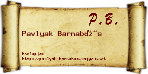 Pavlyak Barnabás névjegykártya